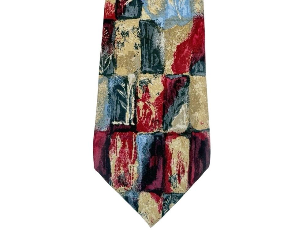 Fumagalli’s Rare 100% Silk Abstract Geometric Neck Tie Made in Spain & Italy